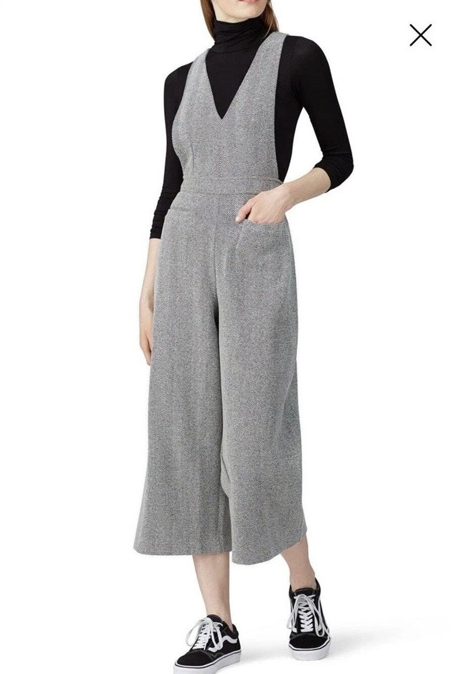 Madewell Herringbone Oxford Knit Jumpsuit Overalls Classic Look Women’s Size 10